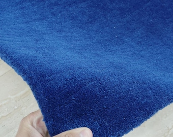 Hand Tufted Wool Rug | Estate Blue Solid Area Carpet