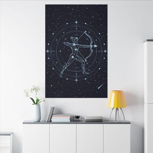 Optimistic Sagittarius Zodiac Constellation Archer Matte Canvas, Freedom and Stellar Energy for Your Home, Cosmic Symbolism, Aesthetic