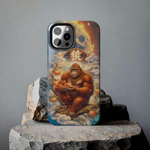 Celestial Monkey Chinese Zodiac Illustration Phone Case, Playful Curiosity & Smart Energy for Your Smartphone,  magical depth, Mystical