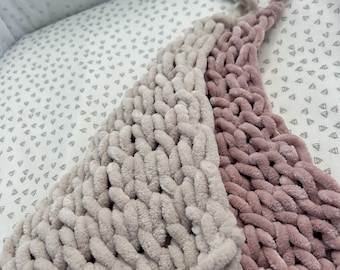 Super Soft Knitted Baby Comforter Blanket with Dummy Loop / Safety Blanket for Baby / Lovey Snuggle Blanket