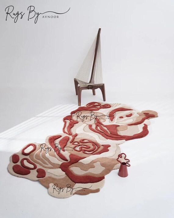 Hand-Tufted New Zealand Wool Rug: Irregular Boho Earth Tone Rug