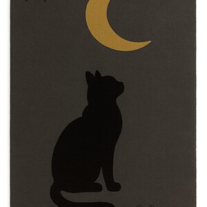 Black Cat & Crescent Moon Rug – Gothic Halloween Decor, Witchy Home Accent, Dark Aesthetic Area Rug for Living Room, Bedroom, Reading Nook