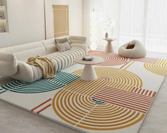 Geometric Circle Tufted Area Rug, Modern Minimalist Design