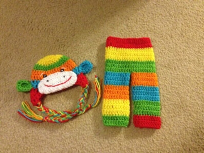 Rainbow Sock Monkey Set | Etsy