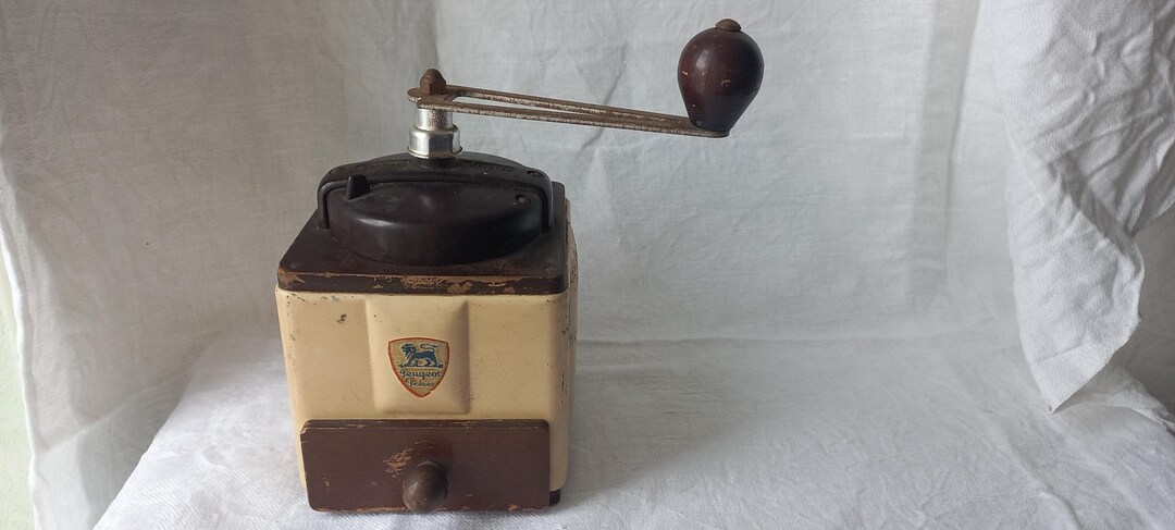 Peugeot Freres Vintage Coffee Grinder: French Wood Metal Mill