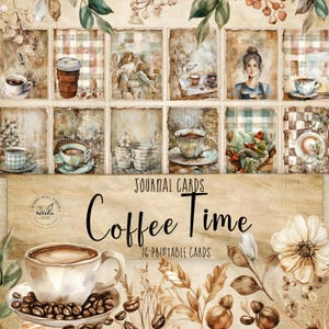 Cartões de diário com tema de café para scrapbooking e planejamento | Cartões de diário com tema de café para scrapbooking e planejamento