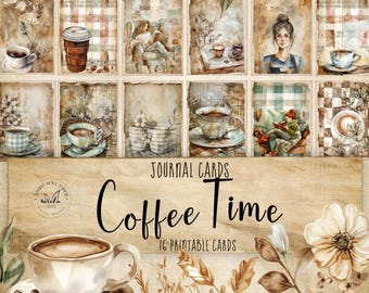 Coffee Time Junk Journal Cards: Vintage Ephemera for Scrapbooking
