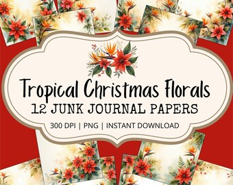 Vintage Christmas Digital Paper Pack | Junk Journal Ephemera | Digital Download Printable | Scrapbook Craft Supply | Retro Holiday Craft