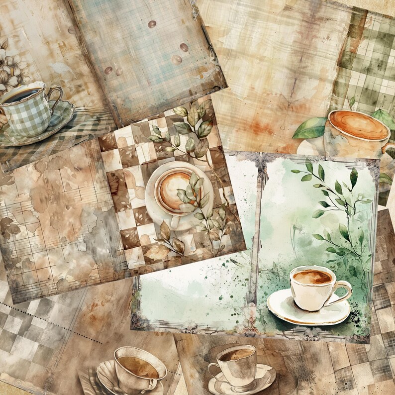 Vintage Coffee Ephemera Printable Design Digital Background Theme Paper ...