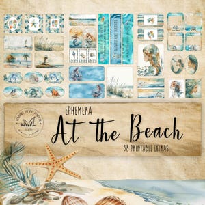 Beach Junk Journal Ephemera Pack - Ocean & Beach Themed Digital Printable Scrapbooking Supplies