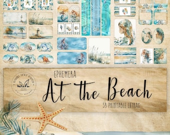 Beach Junk Journal Ephemera Pack - Ocean & Beach Themed Digital Printable Scrapbooking Supplies