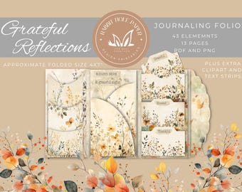 Zestaw do pisania dziennika „Wdzięczna jesień” | Ephemera do dziennika „Junk Journal” | Wersja cyfrowa do pobrania | Materiały do scrapbookingu | Jesienna wdzięczność