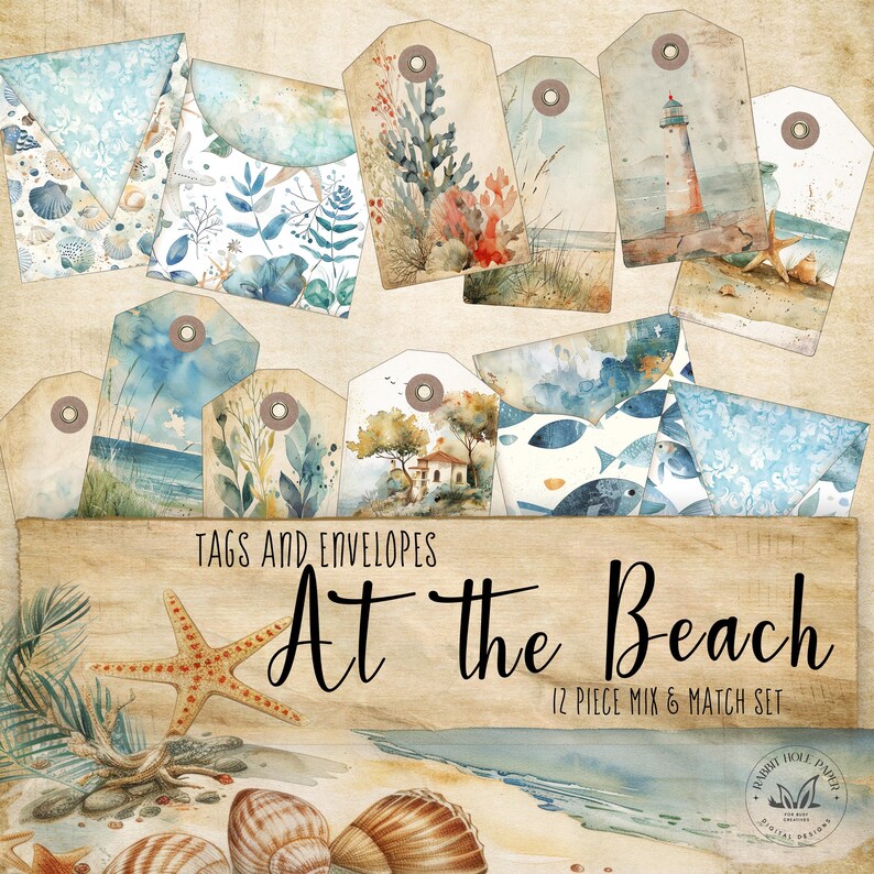 Beach Coastal Journal Tags | Junk Journal Ephemera | Digital Download ...
