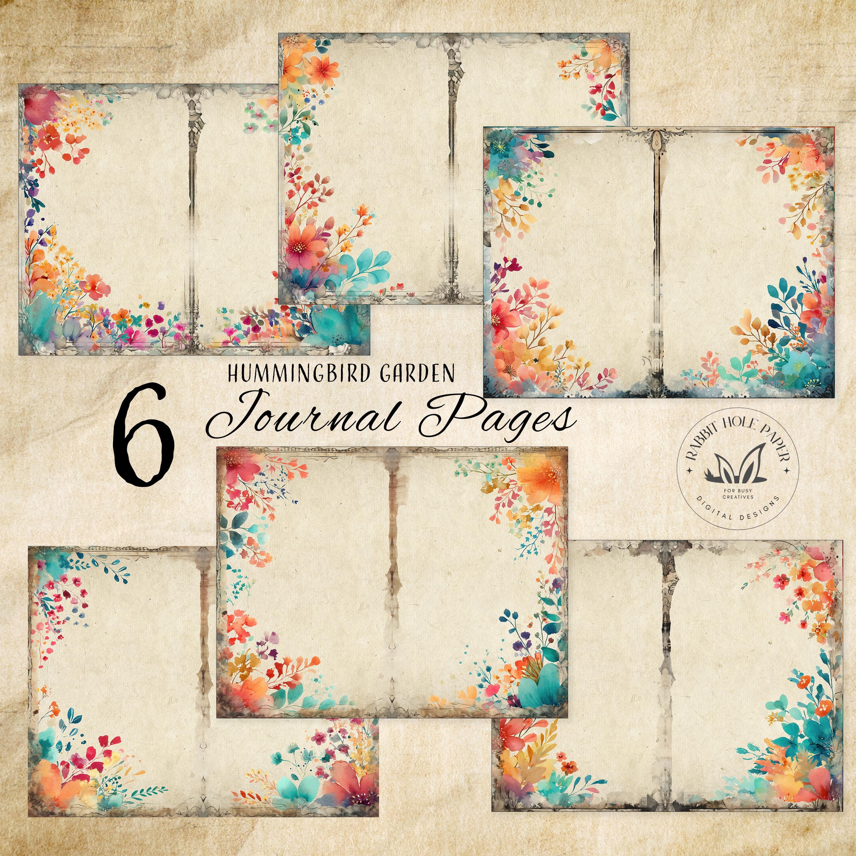 Watercolor Journal Page Border Design Floral Background Digital Paper ...