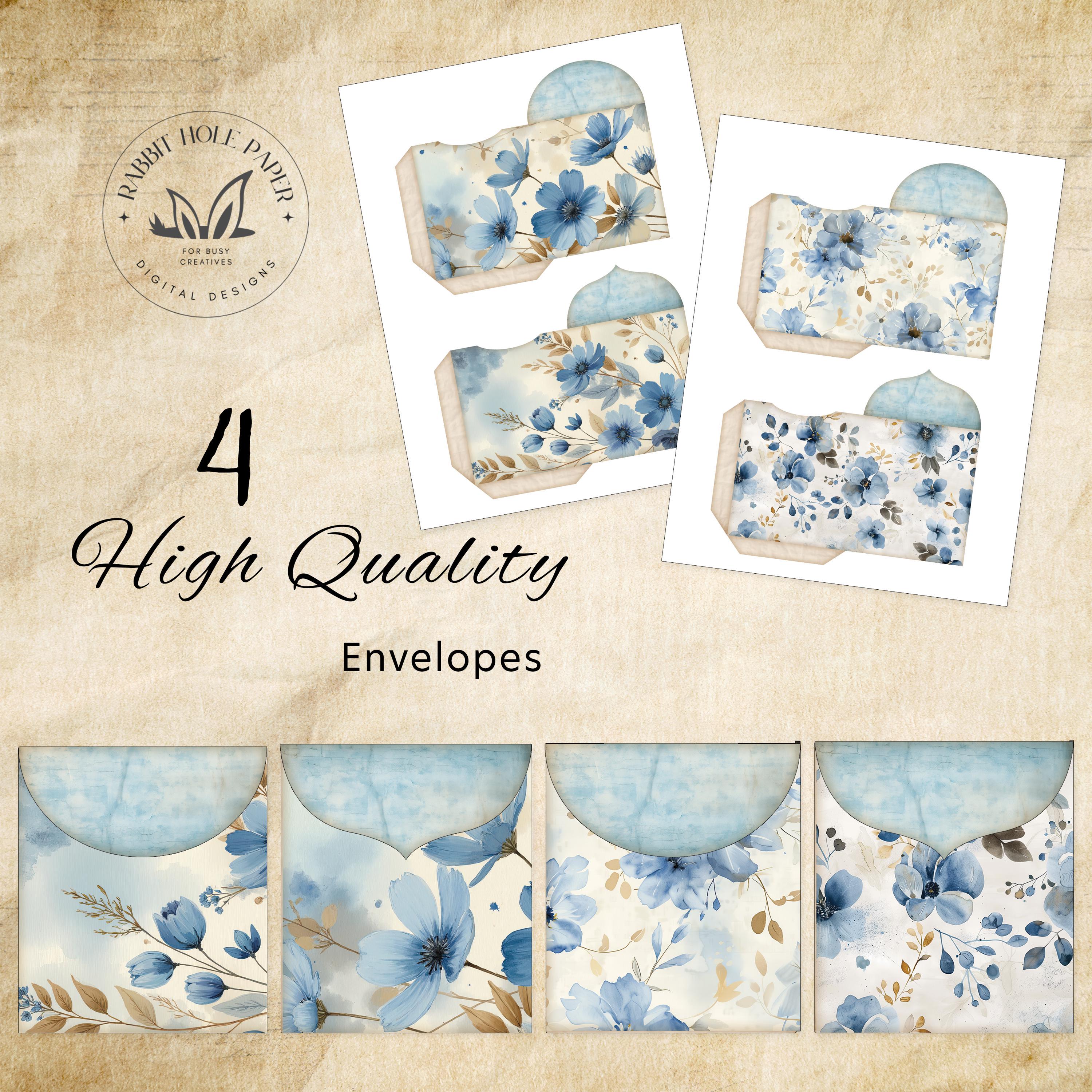 Blue Floral Printable Junk Journal Kit Digital Ephemera Download ...
