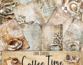 Vintage Coffee Ephemera Printable Design Digital Background Theme Paper Journal Page Scrapbooking Supply Antique Download Junk Scrapbook