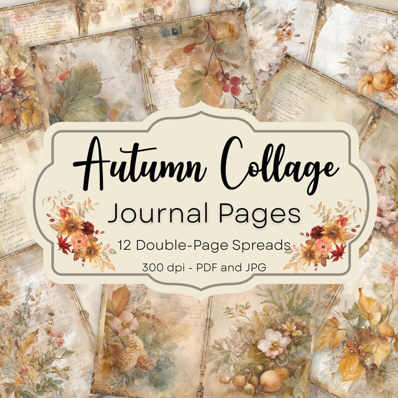 Autumn Journal Printable Fall Collage Kit Digital Junk Page Design ...