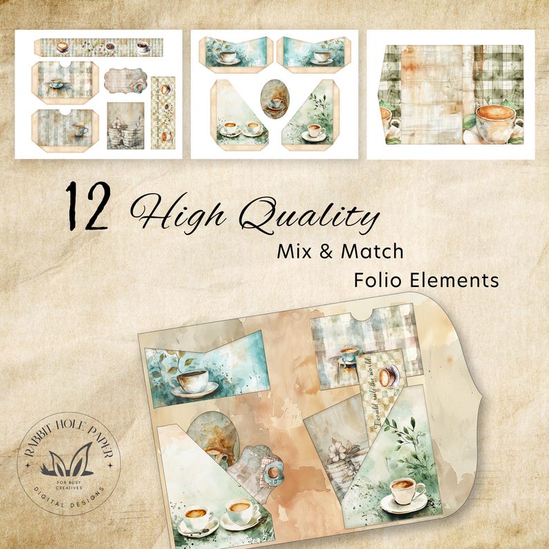 Coffee Junk Journal Pocket Kit | Printable Vintage Ephemera Folio ...