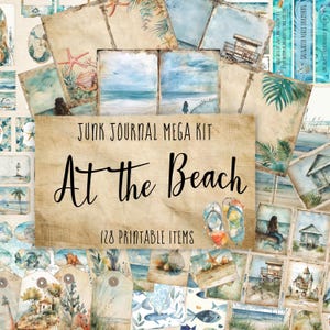 Beach Journal Printable Vintage Paper Craft Supplies Junk Digital Download Ocean Theme Coastal Scrapbooking Marine Art Nautical Design