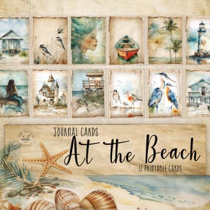 Beach Journal Card Junk Paper Ephemera Coastal Set Scrapbook Supply Vintage Aesthetic Nautical Planning Memory Ocean Element Maritime