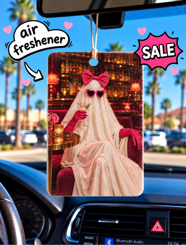 Fancy Ghost With Martini - Air Freshener - Funny Car Air Freshener ...