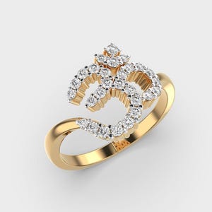 Om Yoga Ring: Round Cut Moissanite & Lab Grown Diamond, Spiritual Jewelry