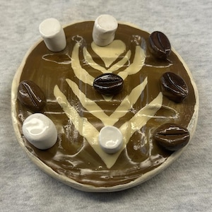 Handmade Clay Tic-Tac-Toe Game: Coffee Bean vs Marshmallow