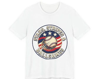 Stars & Stripes Baseball Tee | Patriotic Baseball Shirt, Vintage Red White Blue