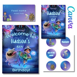 Elio birthday Bundle, Elio birthday invitation, welcome sign, food placecard, cupcake toppers, Elio party decor