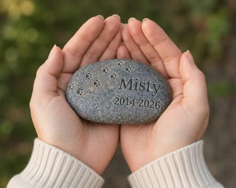 Personalised Pet Memorial Stone | Engraved Garden Plaque, Paw Print Remembrance