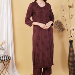 Conjunto premium modal chikankari kurta palazzo, conjunto de terno étnico indiano, vestido lucknowi chikan salwar kameez/chikankari kurta/chikan
