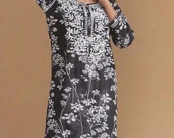 Floral Printed Chikankari Kurta Pant Set for Women | Malmal Cotton Lucknowi Embroidered Salwar Kameez | Indian Ethnic Summer Outfit