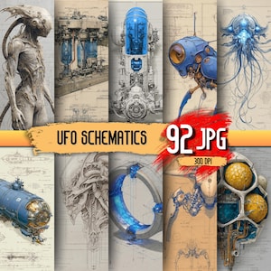 UFO-schema's, blauwdrukken en kunst: sciencefictionontwerpen (digitale download)