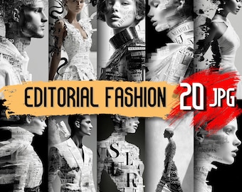 Edytorialne wydruki modowe: sztuka haute couture w wysokiej rozdzielczości, projekty etui na telefony (do pobrania w wersji cyfrowej)