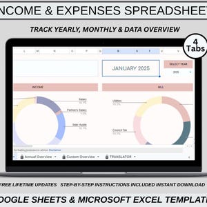 Income & Expense Tracker Spreadsheet | Excel and Google Sheets Budget Template | Monthly Finance Planner | Small Biz Bookkeeping Tool
