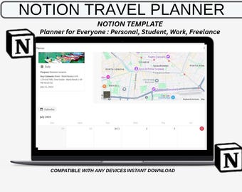 Notion Travel Planner Template | Trip Itinerary Dashboard (Digital Download)