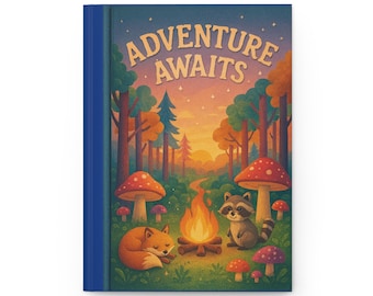 Adventure Awaits Hardcover Journal | Camping Nature Scene