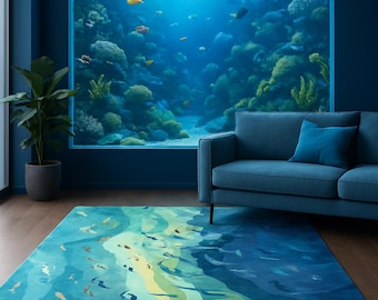 Unique Hand-tufted oceanic  fish style rug