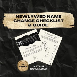 Lista de verificación y guía para el cambio de nombre / Serie para recién casados inteligentes / PDF imprimible / Organizador paso a paso para el cambio de nombre en la boda