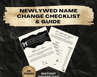 Name Change Checklist & Guide | Smart Newlywed Series | Printable PDF | Step-by-Step Wedding Name Change Organizer