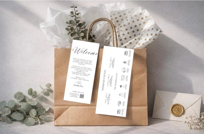 Program Welcome Insert Wedding Welcome + Itinerary Rack Card | 4x9 Editable Canva Template ...