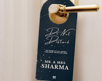 Wedding Door Hanger Template – Editable Do Not Disturb Sign – Snow Much Love – Guest Room Favor – Hotel Room Door Hanger –  Canva Download