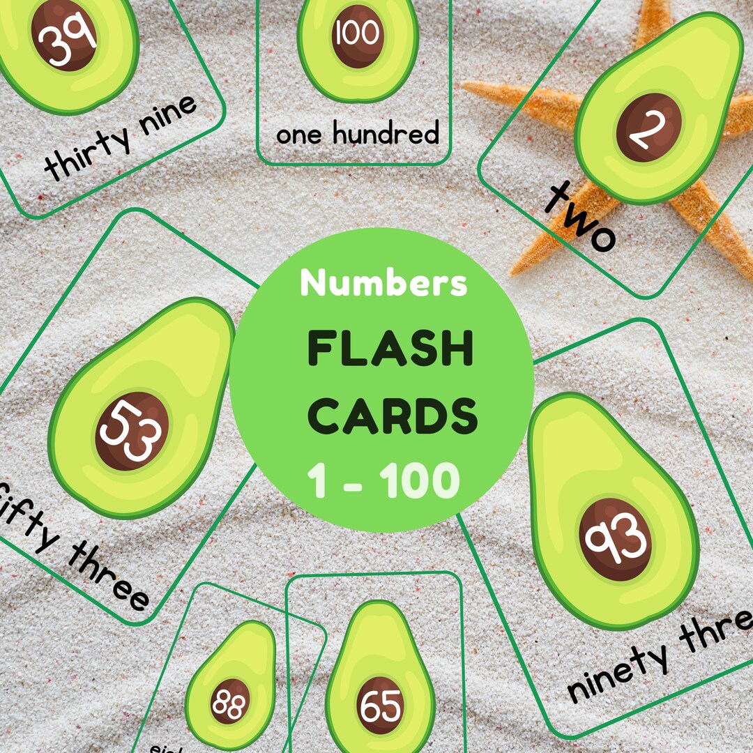 Avocado Counting Flashcards 1-100: Printable Math Learning (PDF) - Etsy