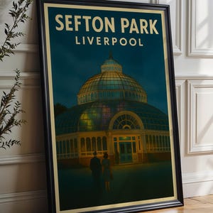 Sefton Park Liverpool Poster – Vintage Style Wall Art Print of Palm House, UK Travel Decor