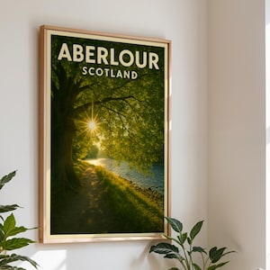 Aberlour Scotland Art Print | Illustrated Travel Poster | Vintage Style Wall Art | Scottish Landscape Decor | Speyside Whisky Gift
