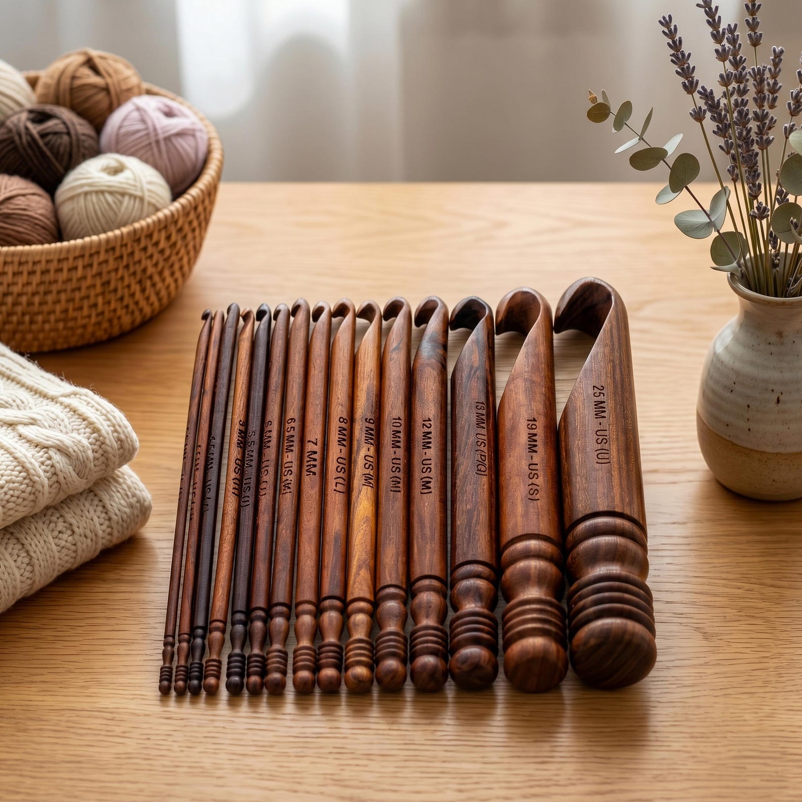 Wood Crochet Hooks Set