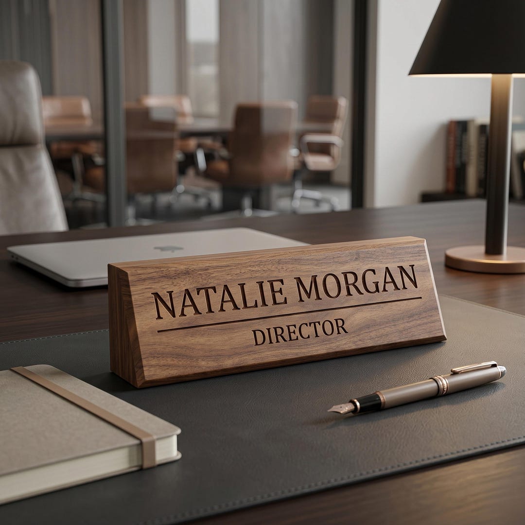 Personalized Wooden Desk Name Plate, Custom Engraved Office Desk Sign ...