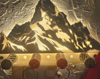 Porta-chaves LED Mountain: decoração rústica de parede com ganchos
