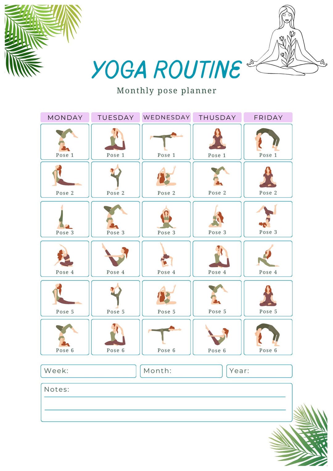 Yoga Routine Printable Pdf - Etsy