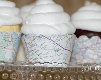 Canadian - Canada Map Cupcake Wraps - Set of 30- Travel themed event - Standard Size